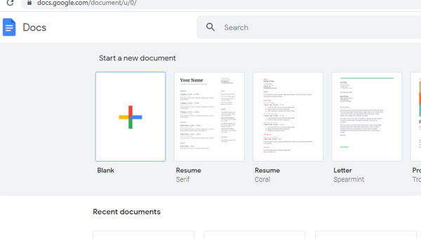 Google docs new document for writing a blog post quickly